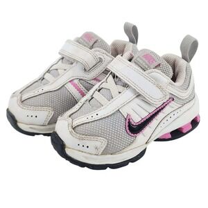 Nike‎ Reax Run 4 Toddler Girls White Grey Pink Sneakers 366812-001 Size 5C